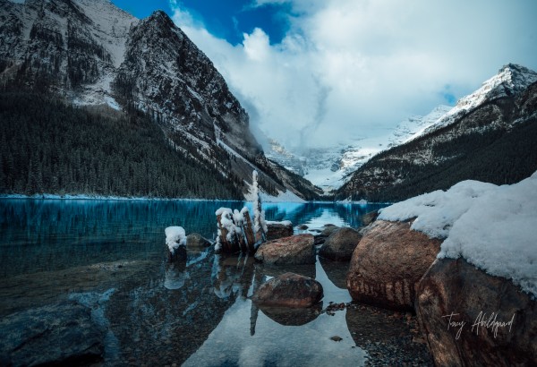 Lake Louise Red Rocks   Hi Res   A3 by Tracy Abildgaard